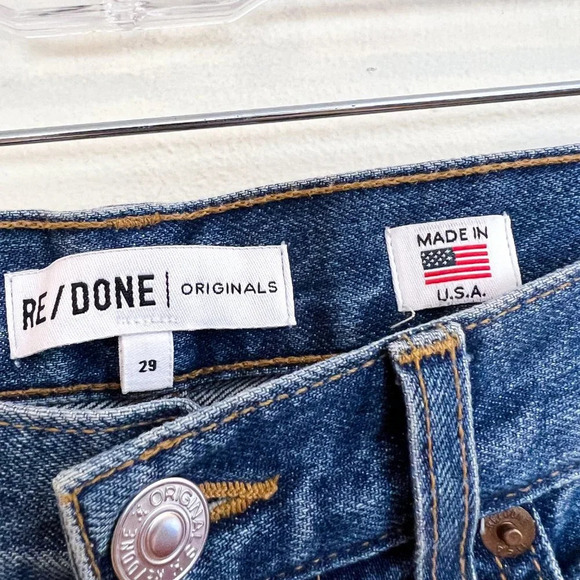 RE/DONE High Rise Skinny Classic Navy Designer Cropped Denim Jeans 29 NWT - Picture 7 of 11